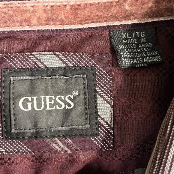 men's guess maroon and gray striped long sleeve XL EUC - Picture 3 of 10